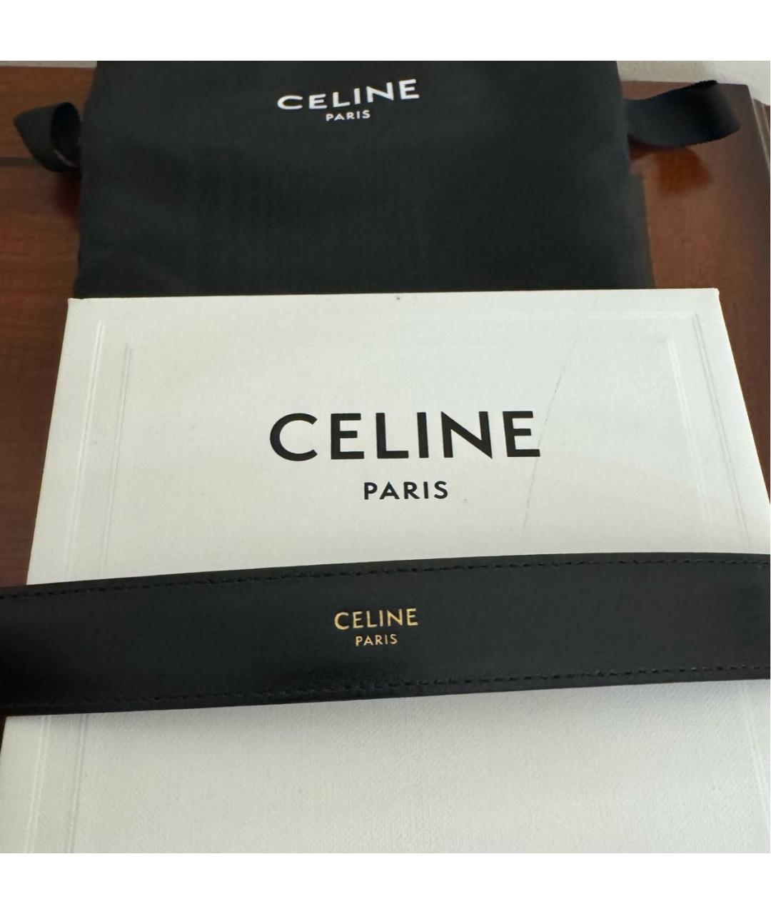 CELINE Черный кожаный ремень, фото 3