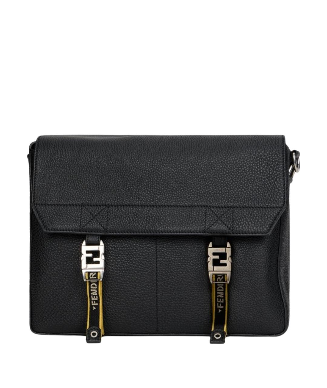 FENDI Черный кожаный портфель, фото 1