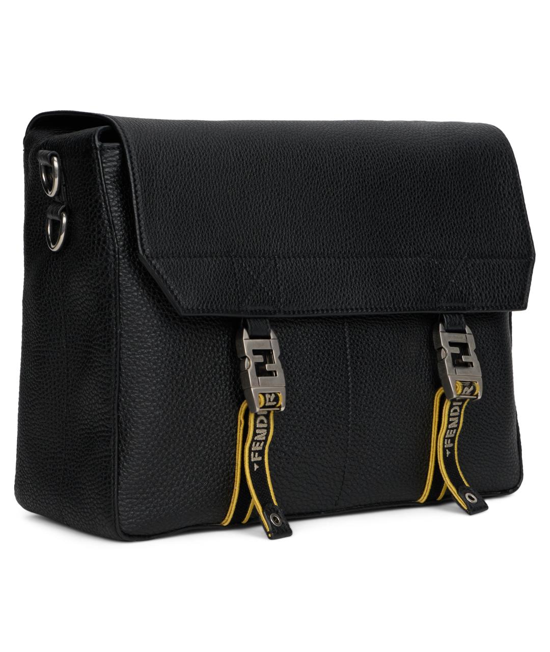FENDI Черный кожаный портфель, фото 2