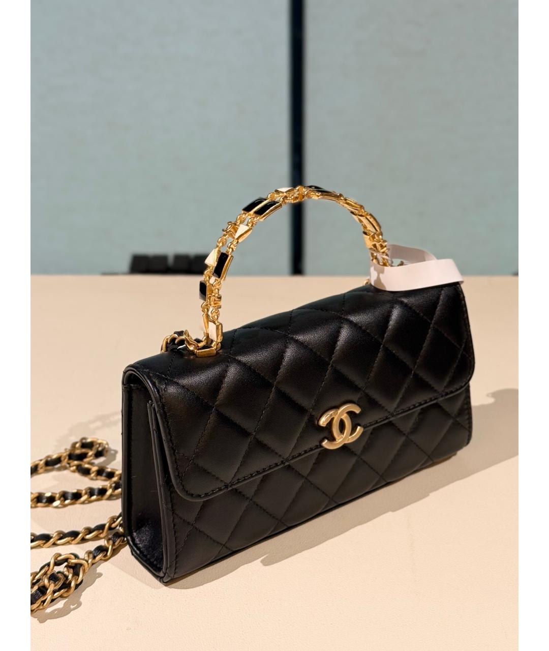 CHANEL Черная кожаная сумка через плечо, фото 3