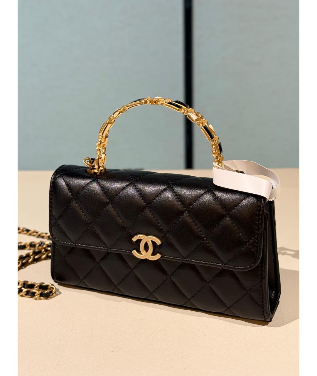 CHANEL Черная кожаная сумка через плечо, фото 4