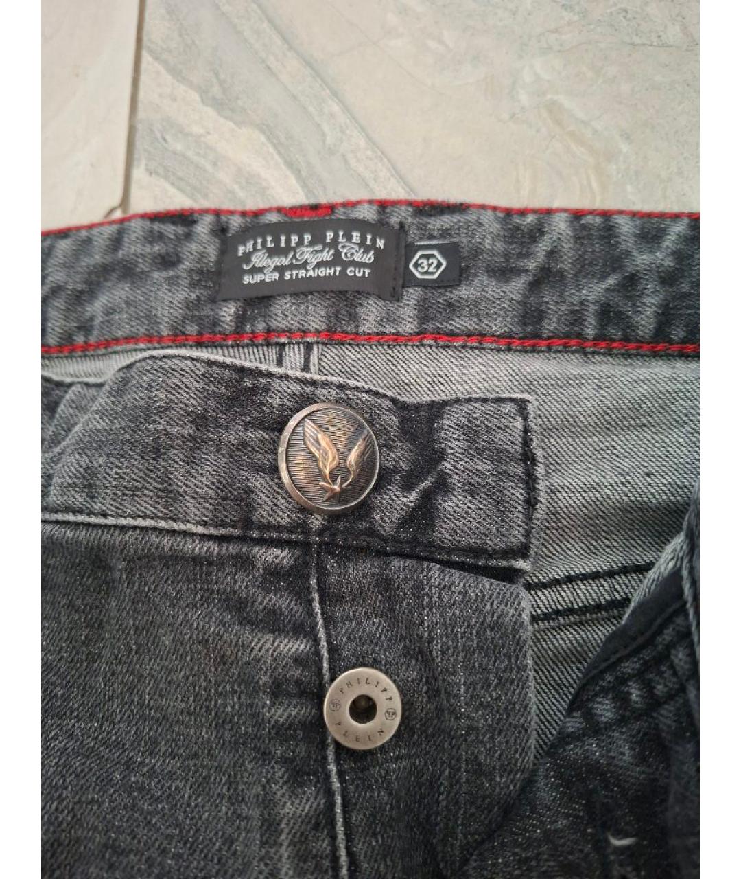 PHILIPP PLEIN Антрацитовые хлопко-эластановые джинсы скинни, фото 3