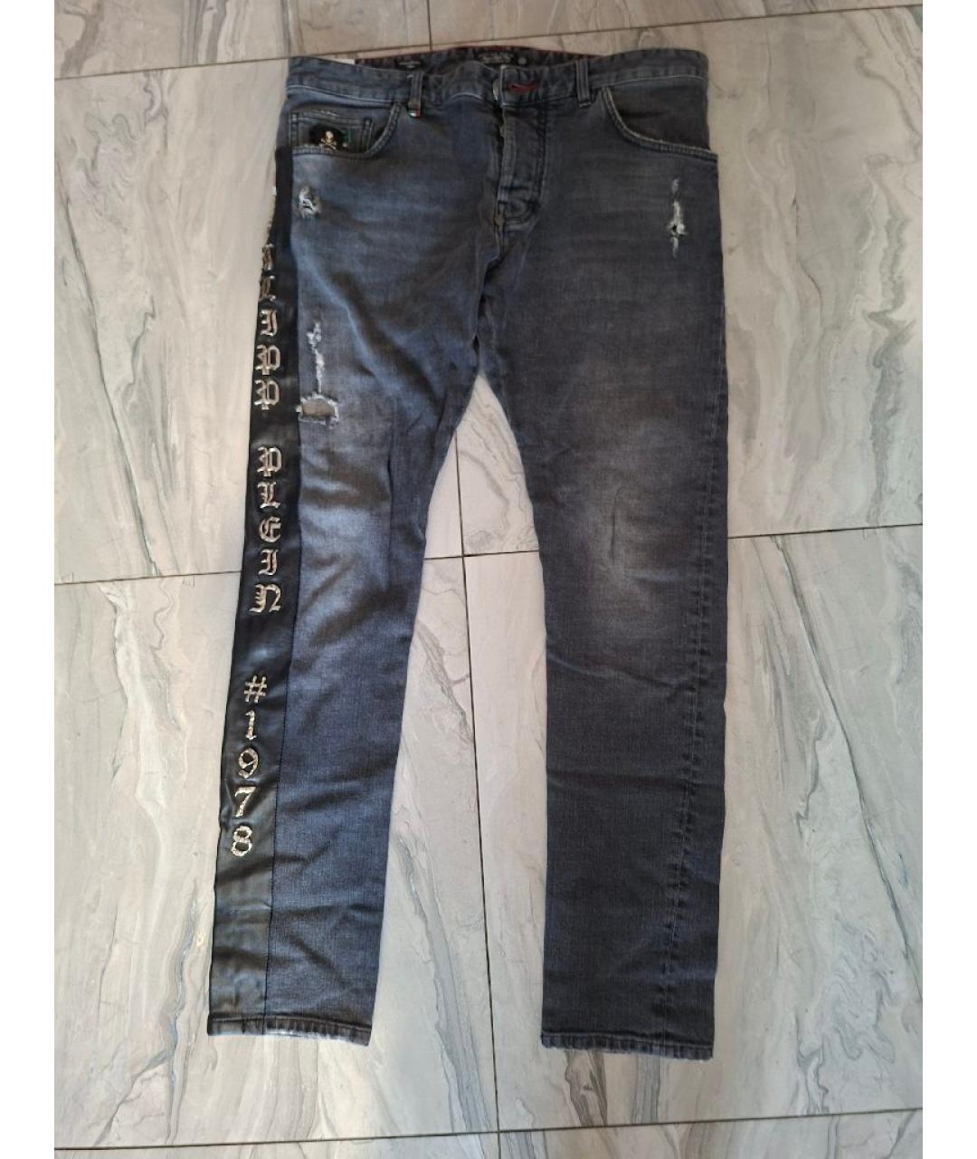 PHILIPP PLEIN Антрацитовые хлопко-эластановые джинсы скинни, фото 8