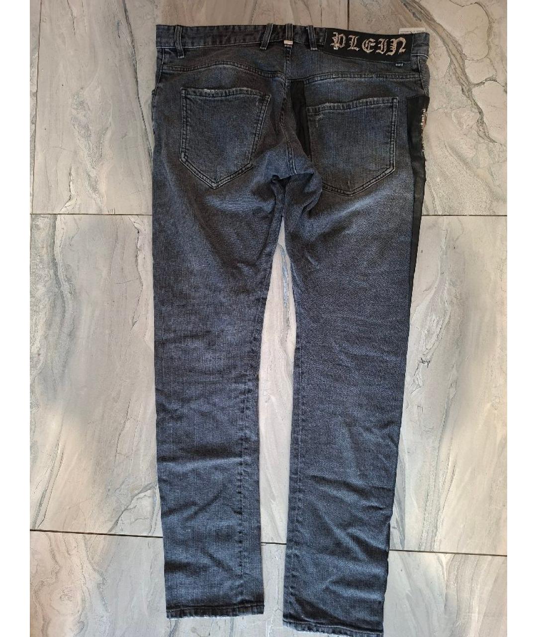 PHILIPP PLEIN Антрацитовые хлопко-эластановые джинсы скинни, фото 2