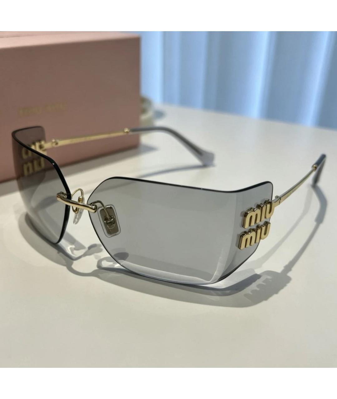 MIU MIU Серые металлические солнцезащитные очки, фото 4