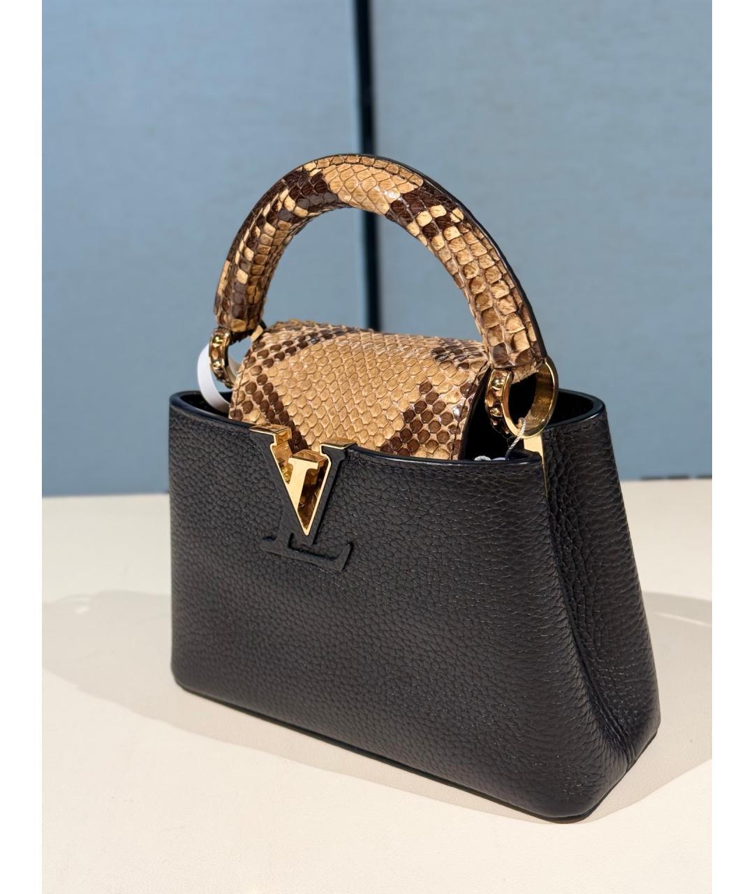 LOUIS VUITTON Черная кожаная сумка тоут, фото 3