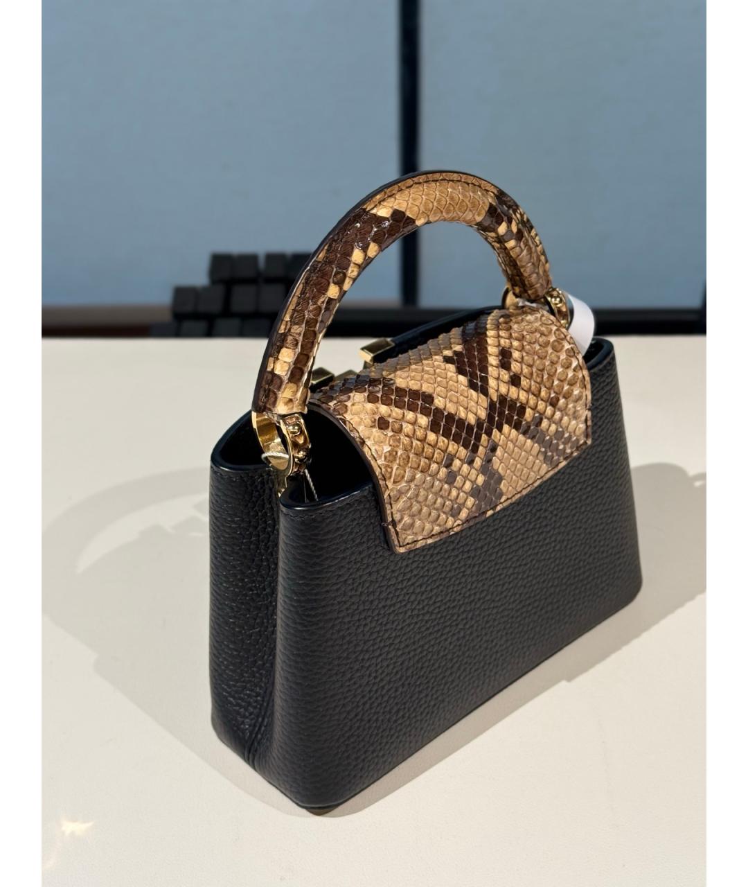 LOUIS VUITTON Черная кожаная сумка тоут, фото 6
