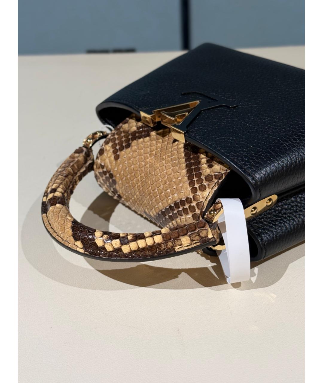 LOUIS VUITTON Черная кожаная сумка тоут, фото 7