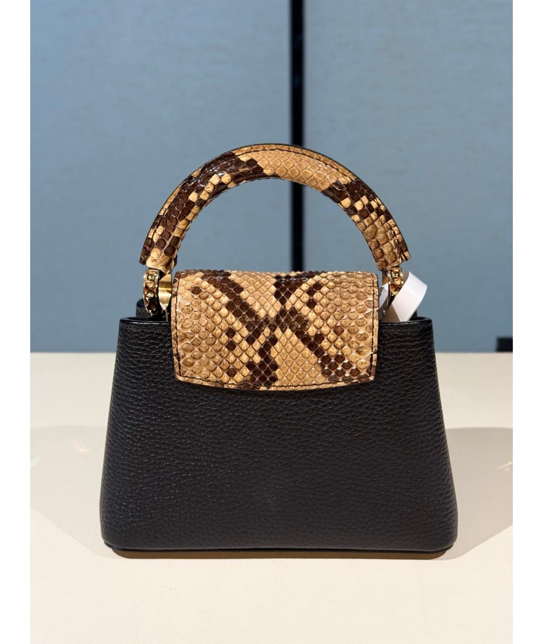 LOUIS VUITTON Черная кожаная сумка тоут, фото 5