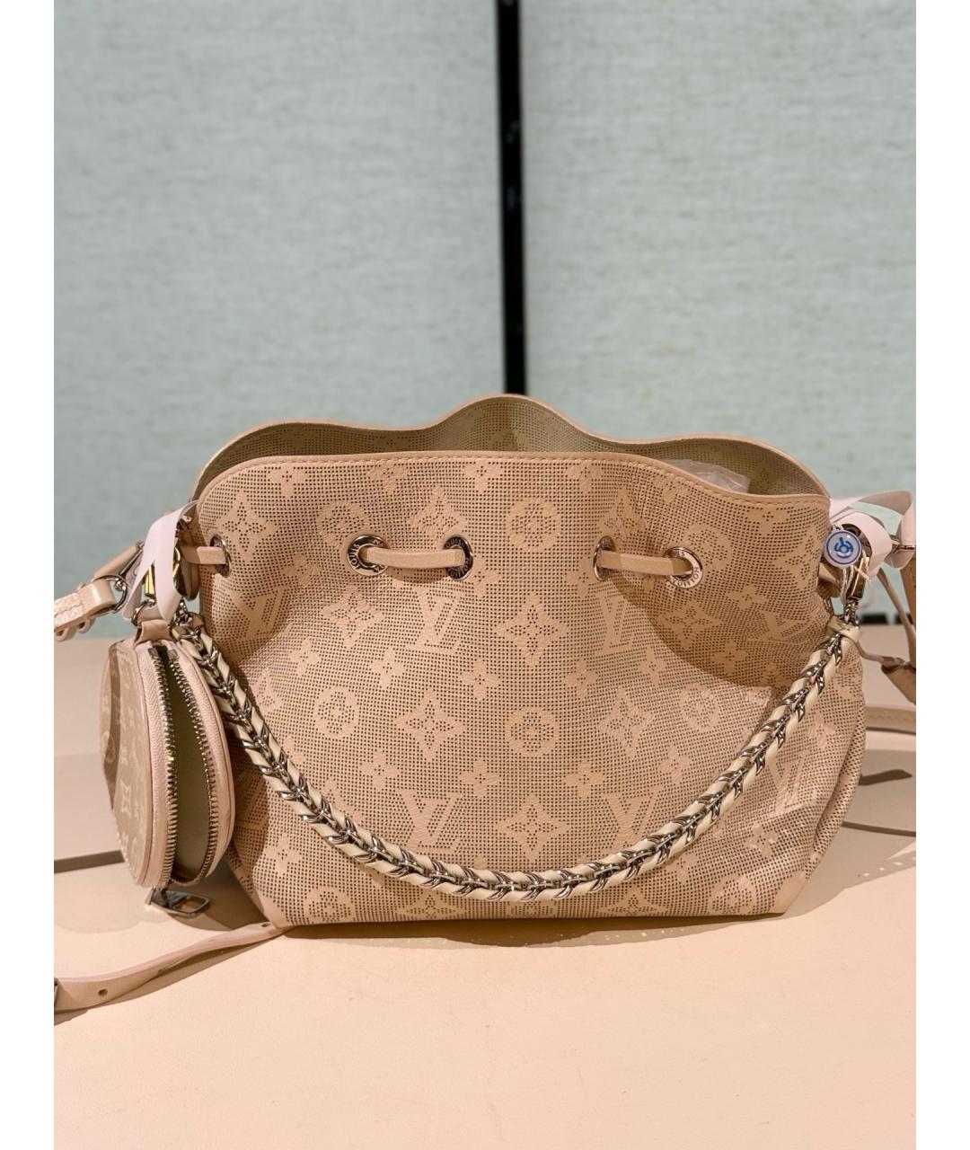 LOUIS VUITTON Бежевая кожаная сумка тоут, фото 8