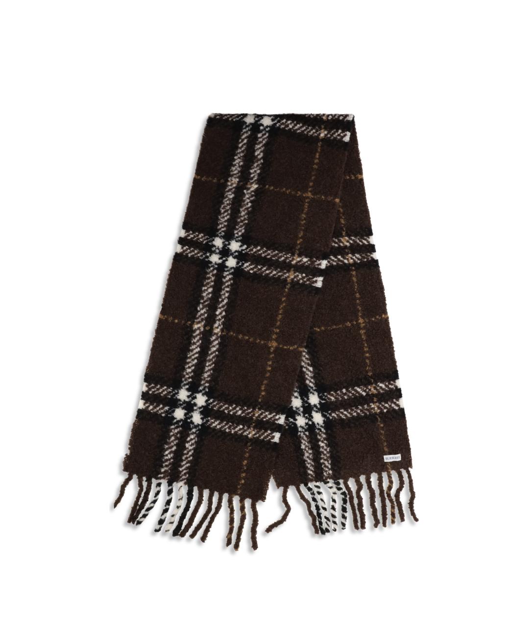BURBERRY Коричневый шерстяной шарф, фото 2