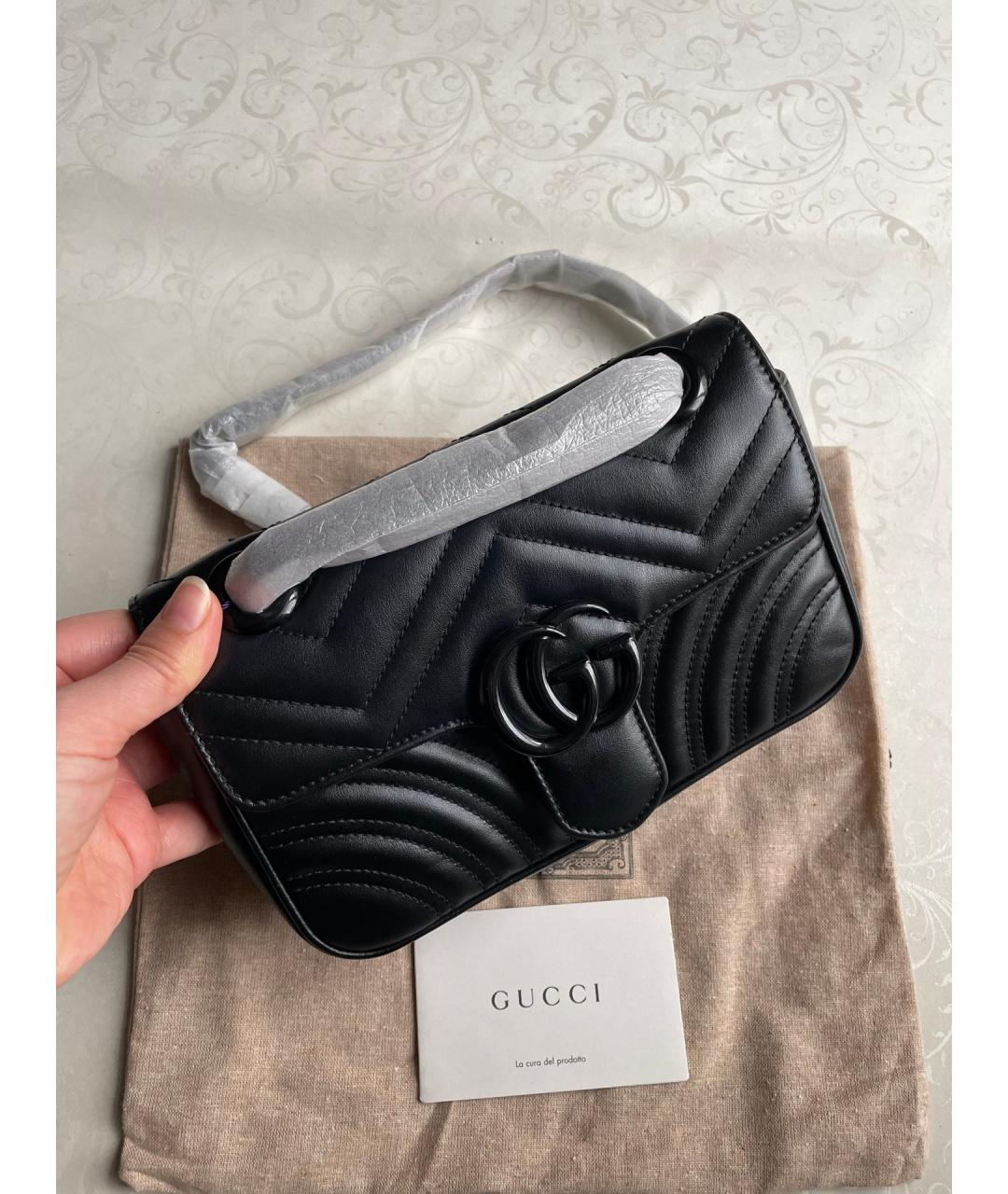 GUCCI Черная кожаная сумка через плечо, фото 2