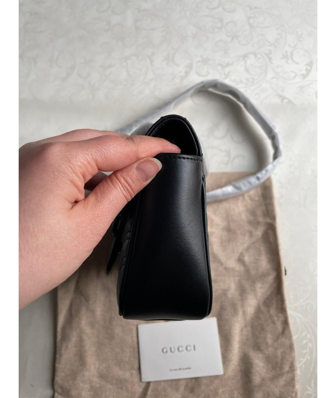 GUCCI Черная кожаная сумка через плечо, фото 4