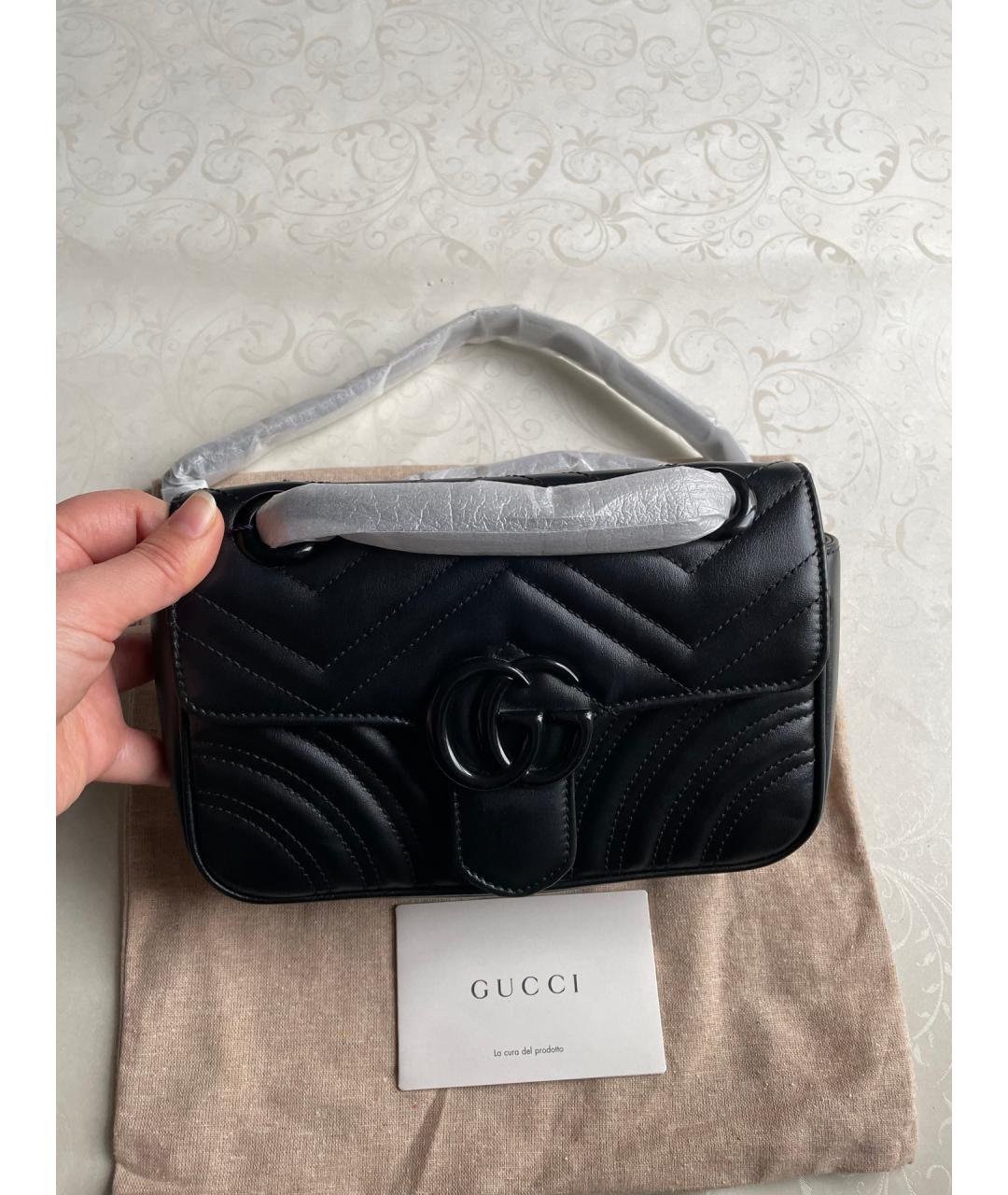 GUCCI Черная кожаная сумка через плечо, фото 7