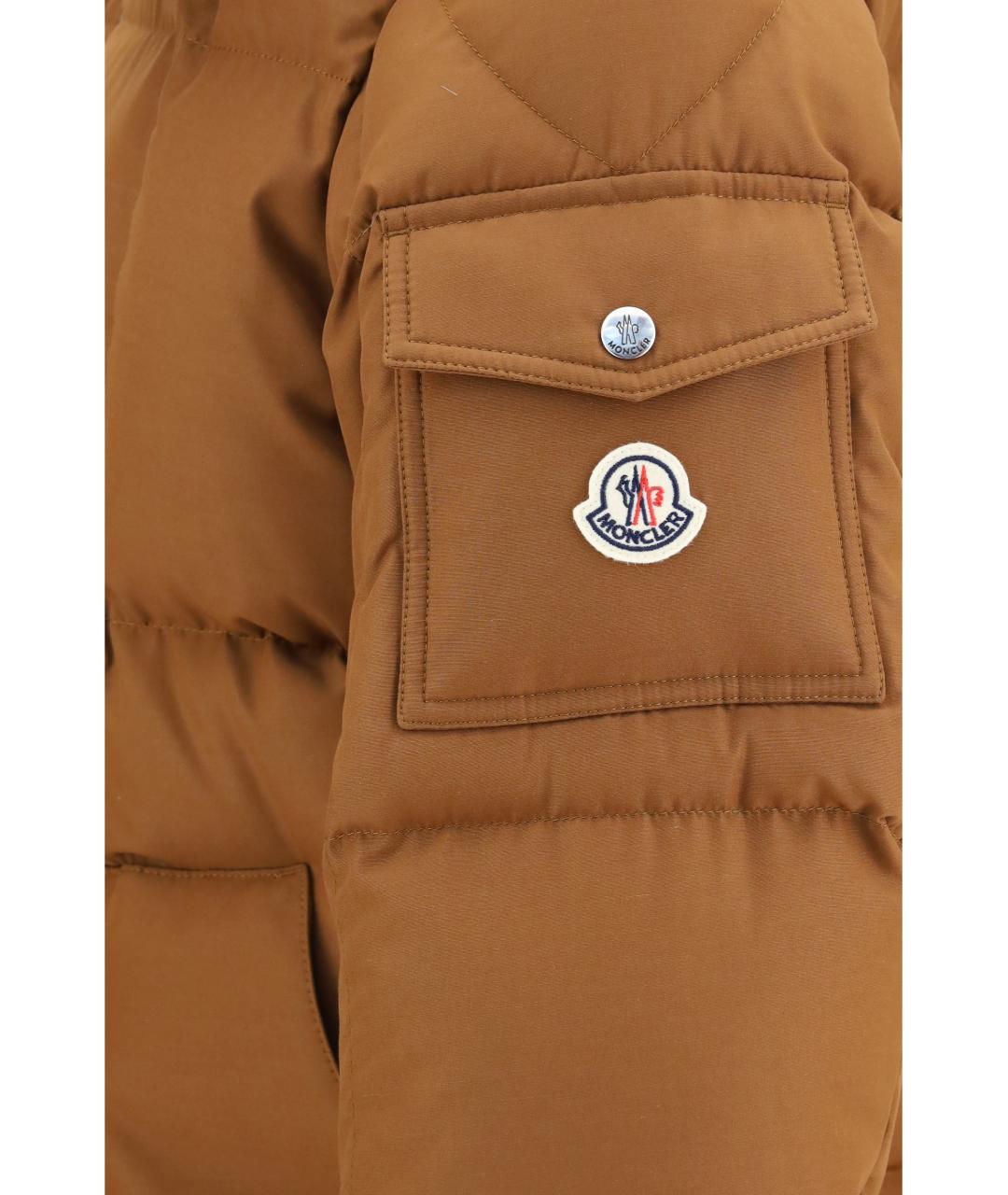 MONCLER Коричневая полиэстеровая куртка, фото 3