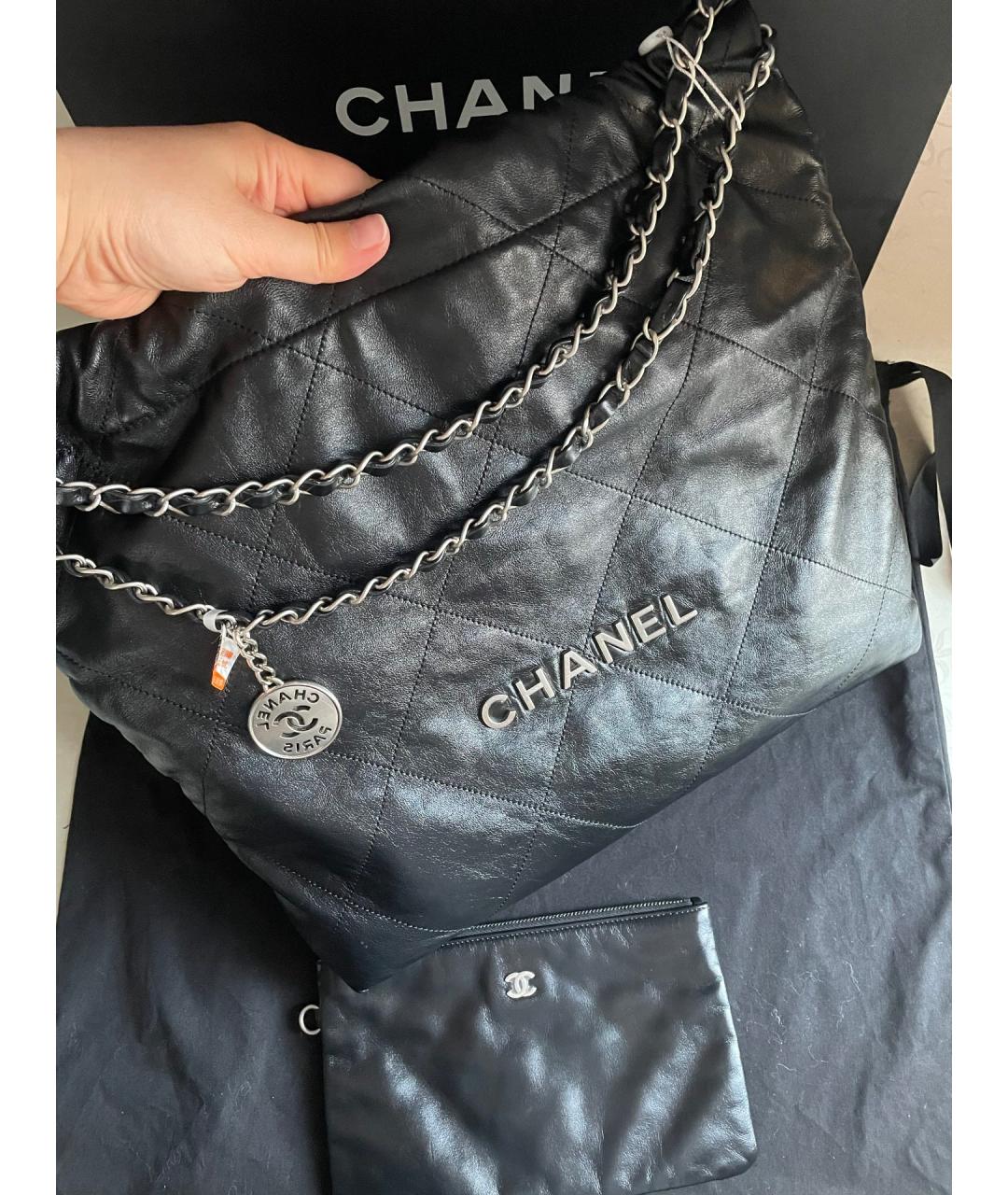 CHANEL Черная кожаная сумка через плечо, фото 2