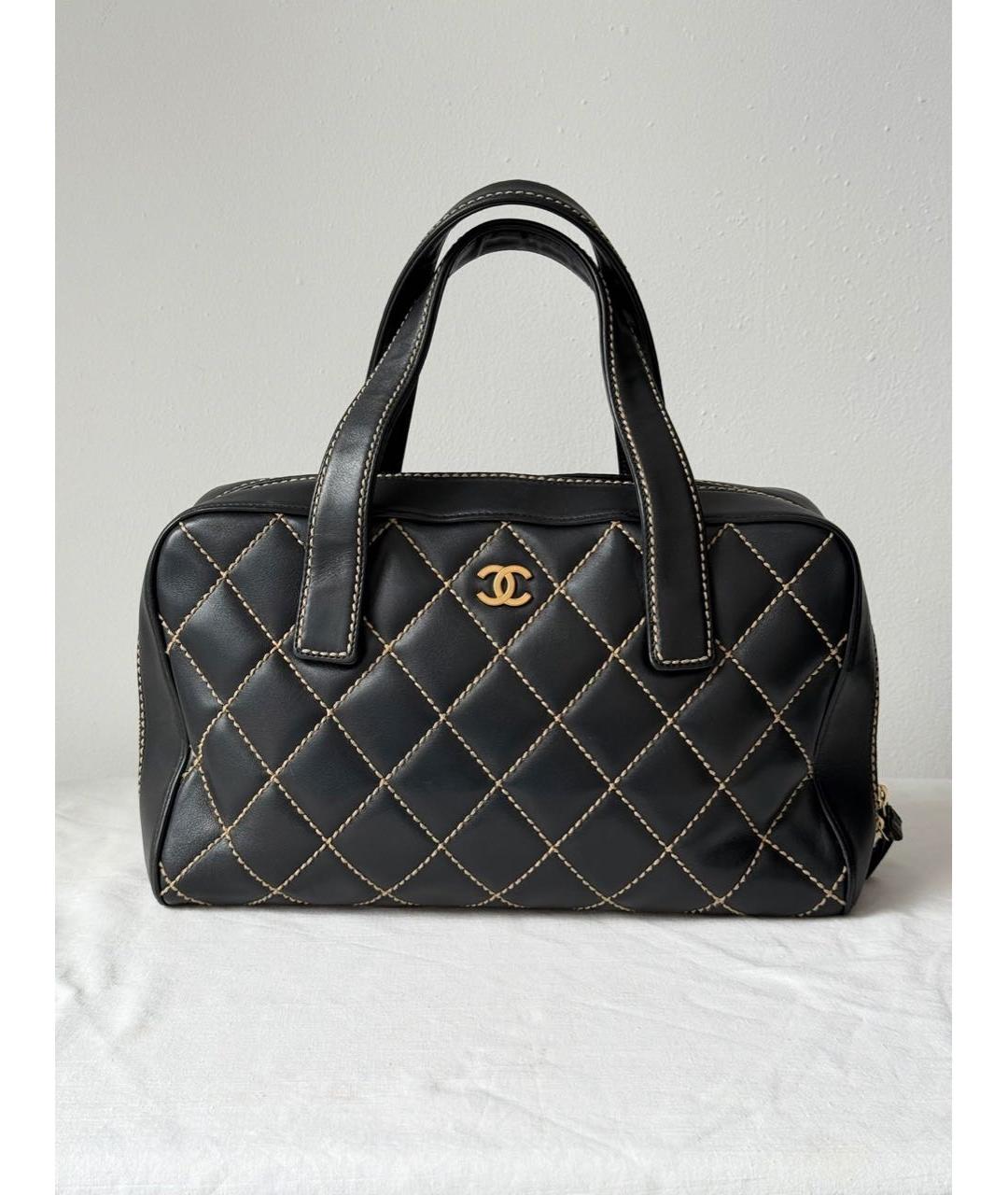 CHANEL Черная кожаная сумка с короткими ручками, фото 8