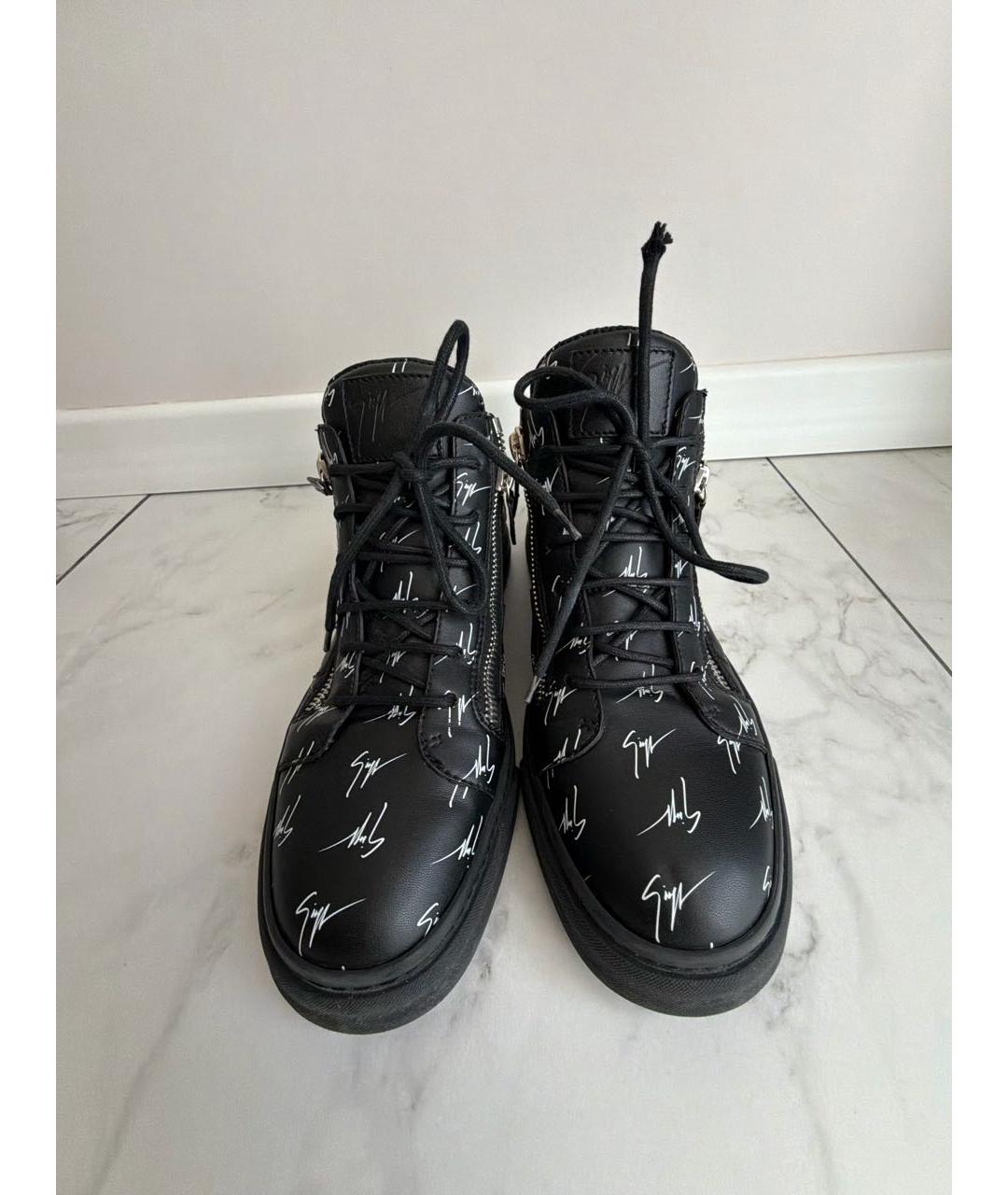 GIUSEPPE ZANOTTI DESIGN Черные кожаные высокие ботинки, фото 2
