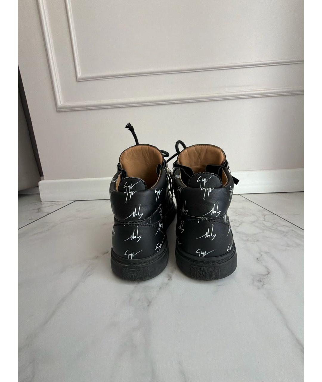 GIUSEPPE ZANOTTI DESIGN Черные кожаные высокие ботинки, фото 4