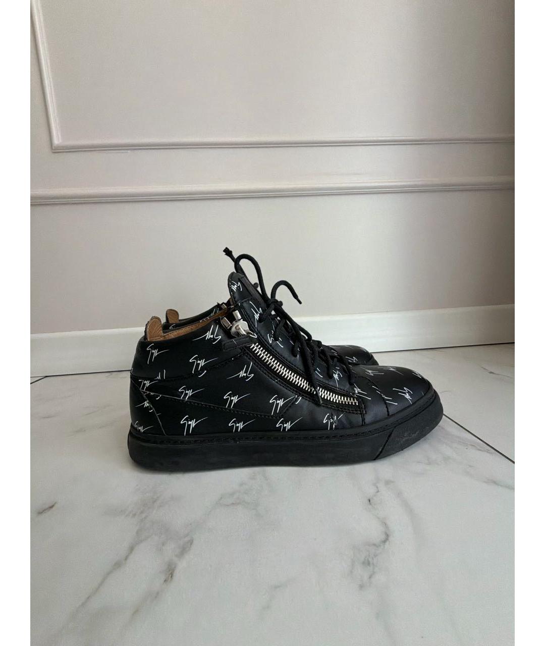 GIUSEPPE ZANOTTI DESIGN Черные кожаные высокие ботинки, фото 5