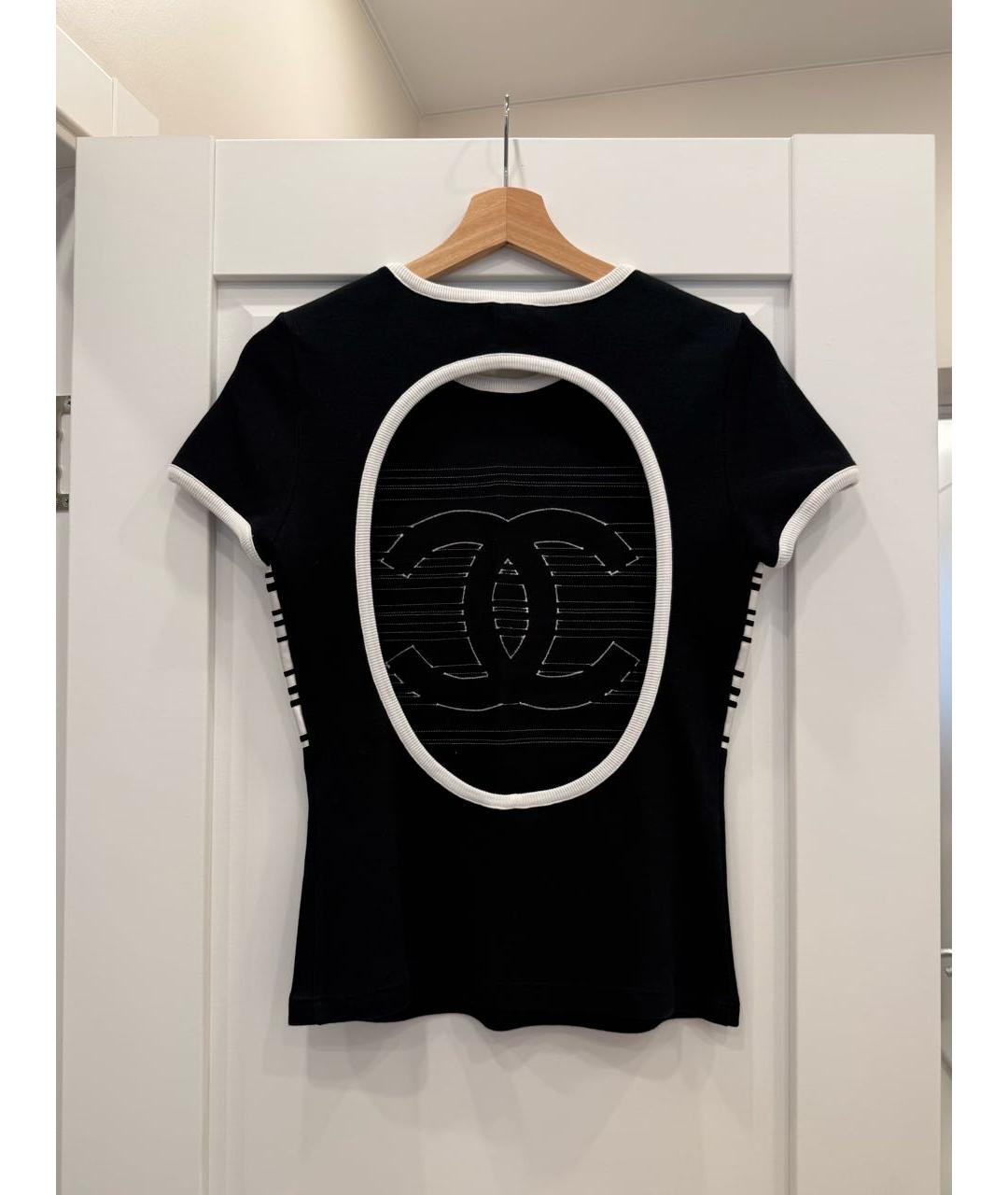 CHANEL Черная хлопковая футболка, фото 2