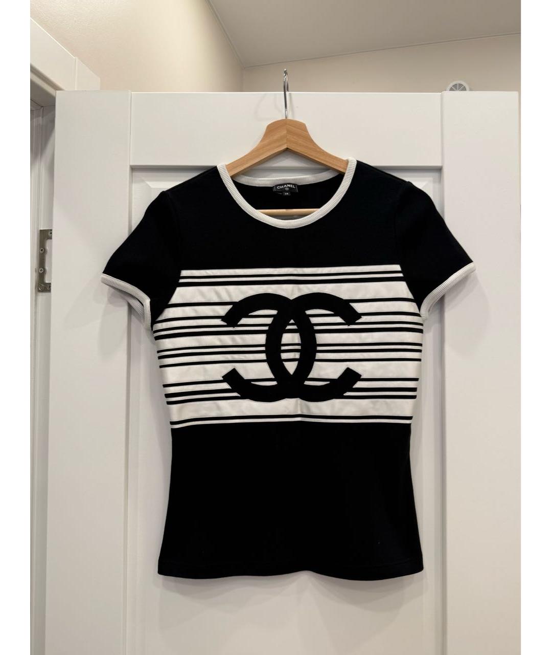 CHANEL Черная хлопковая футболка, фото 4