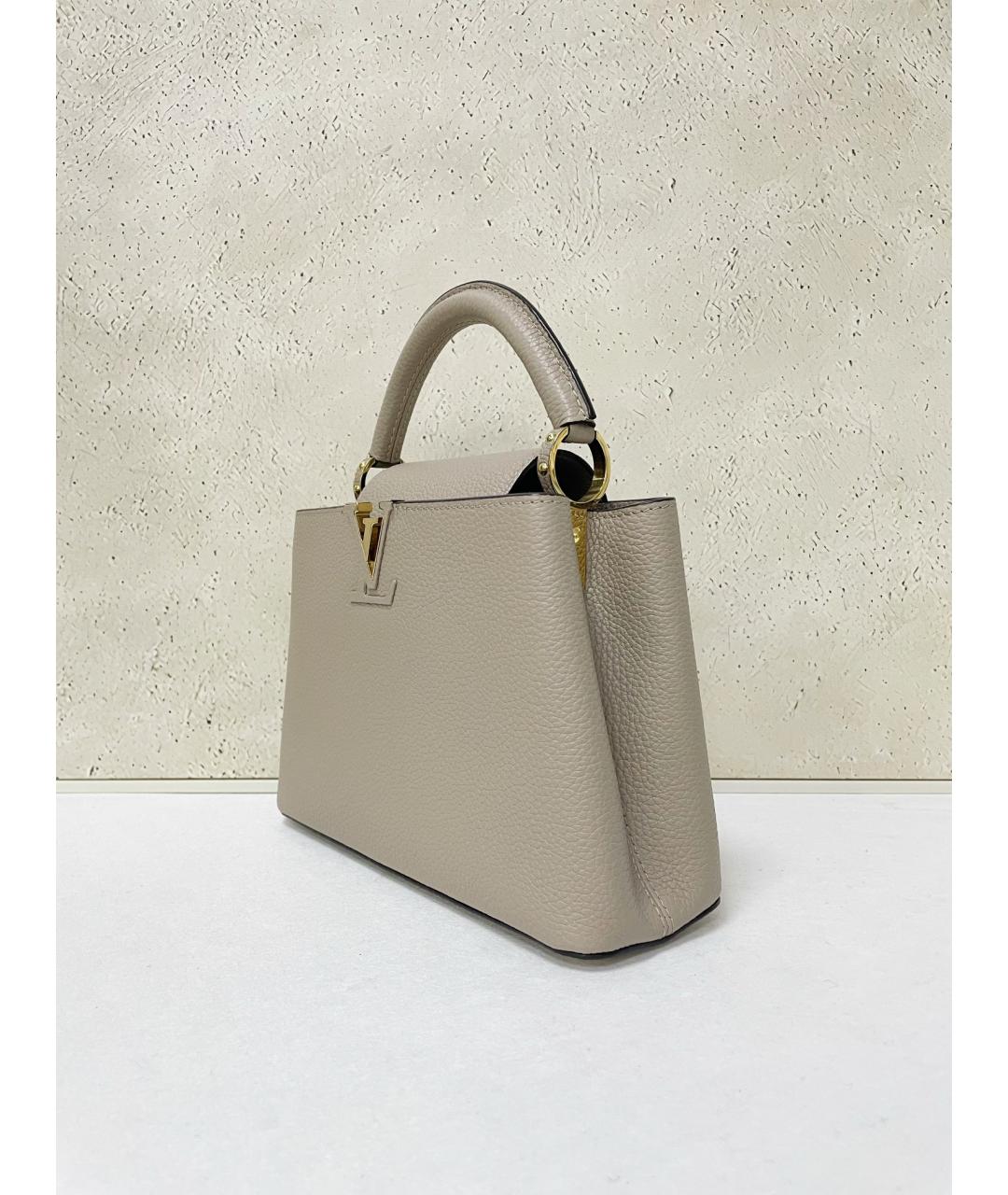LOUIS VUITTON Серая кожаная сумка тоут, фото 5