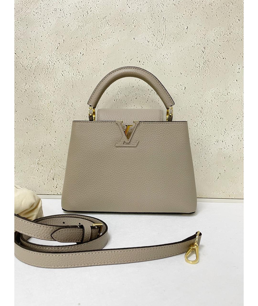 LOUIS VUITTON Серая кожаная сумка тоут, фото 7