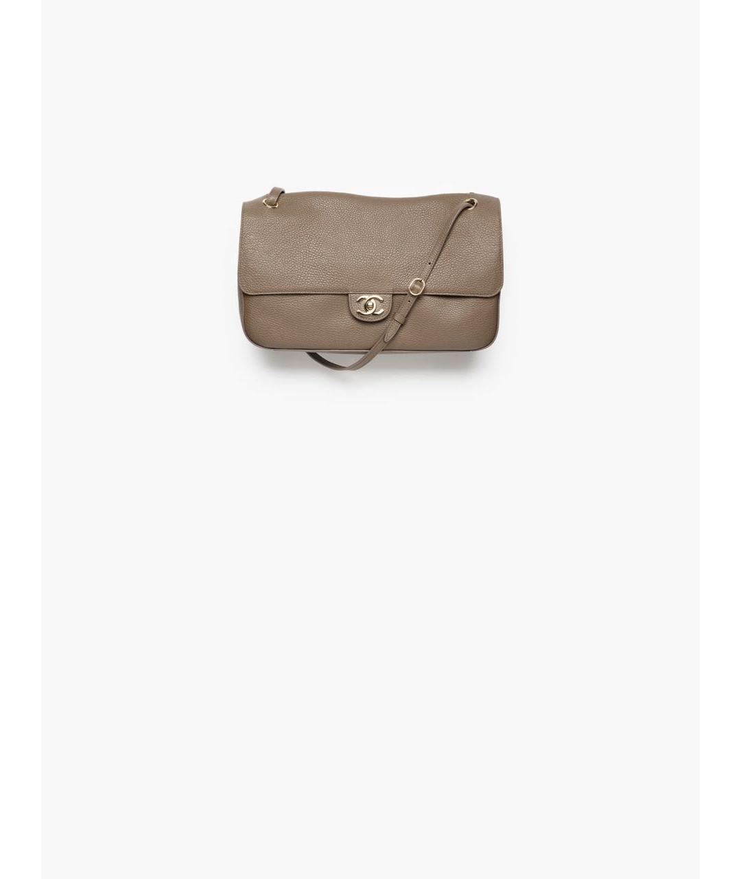 CHANEL Коричневая кожаная сумка с короткими ручками, фото 6