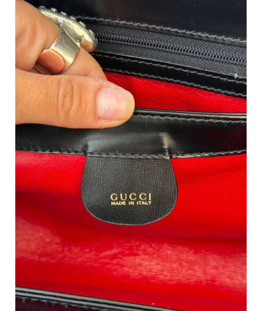 GUCCI Черная кожаная сумка с короткими ручками, фото 7