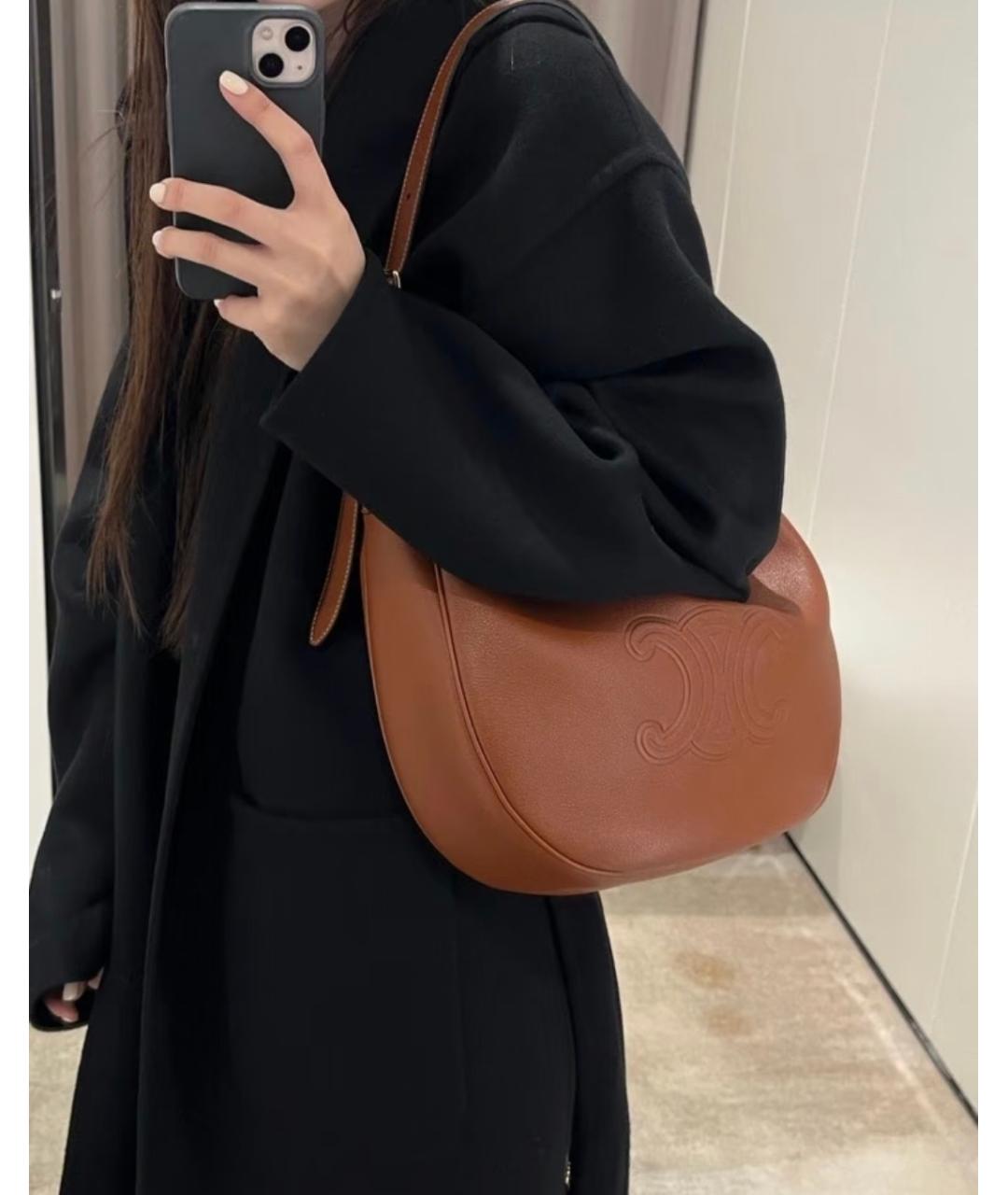 CELINE Коричневая кожаная сумка тоут, фото 6