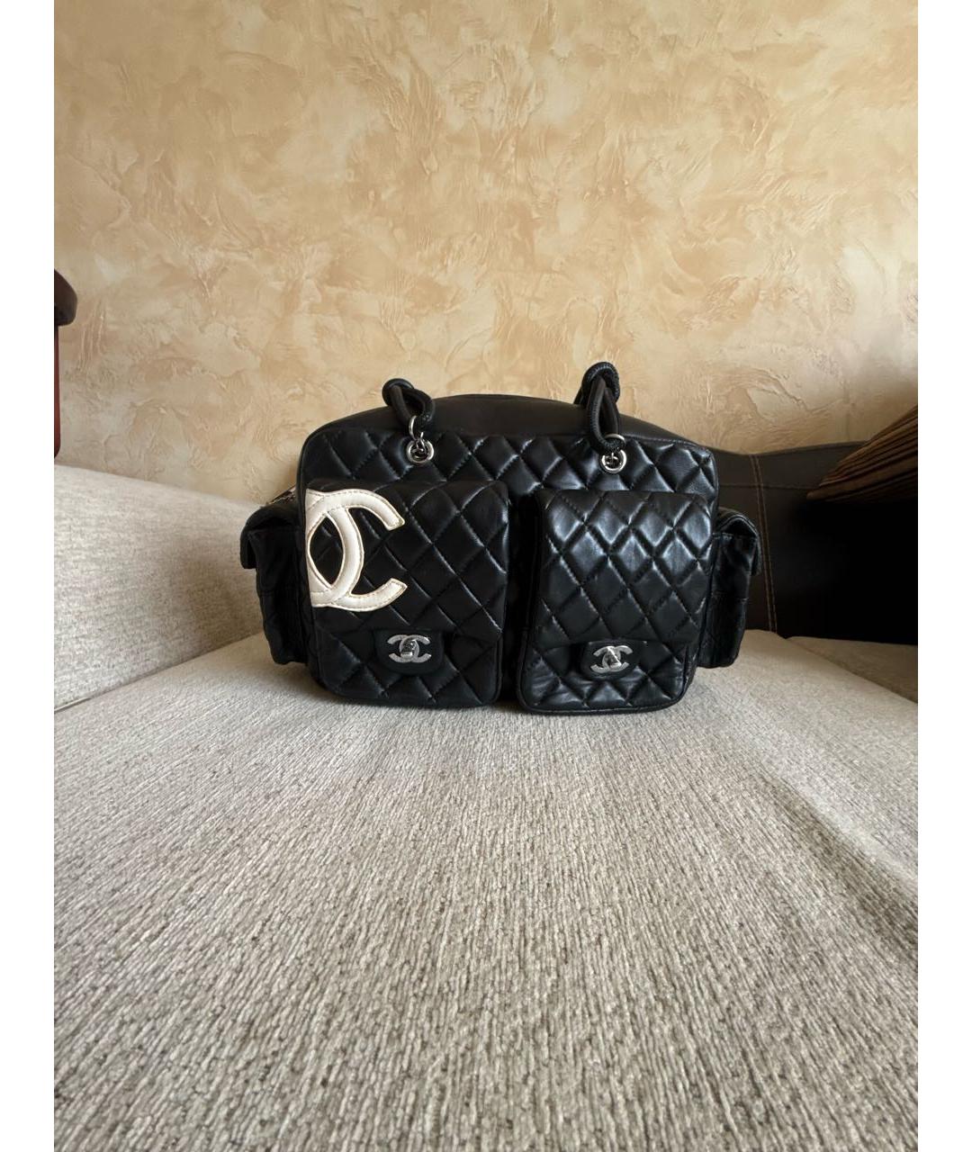 CHANEL Черная кожаная сумка с короткими ручками, фото 7