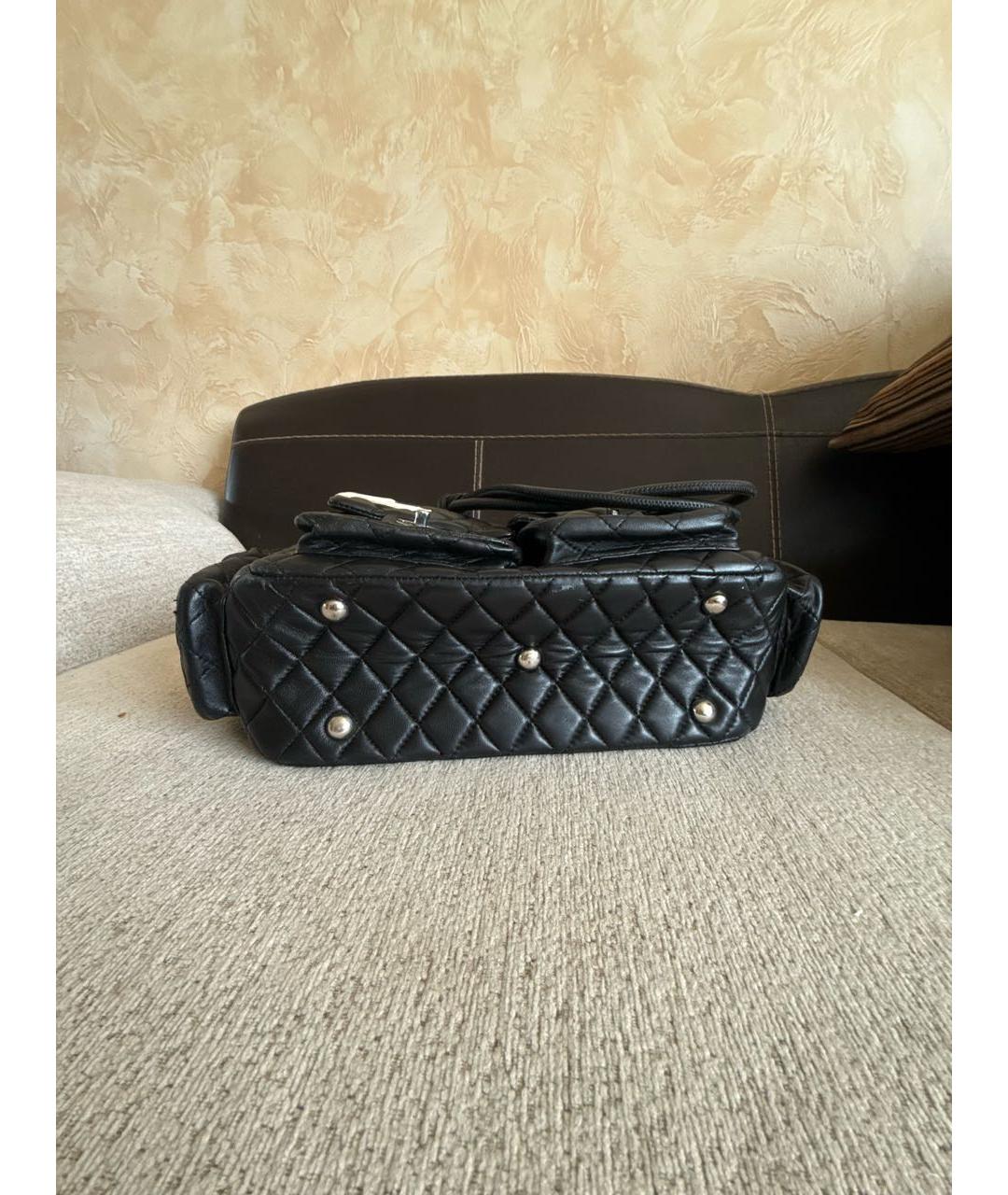CHANEL Черная кожаная сумка с короткими ручками, фото 6