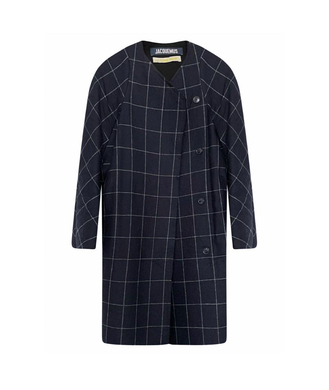 JACQUEMUS Темно-синее шерстяное пальто, фото 1