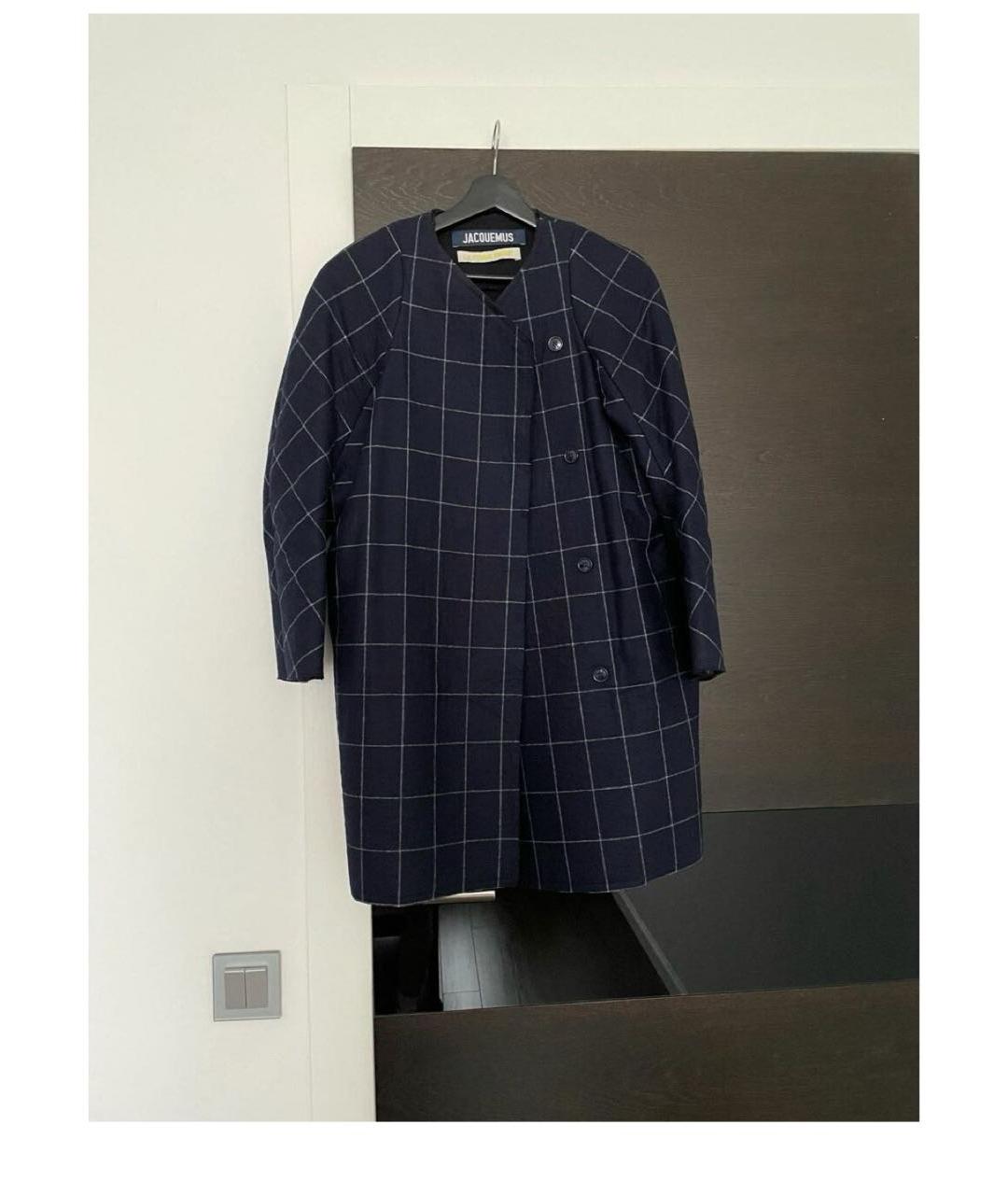JACQUEMUS Темно-синее шерстяное пальто, фото 2
