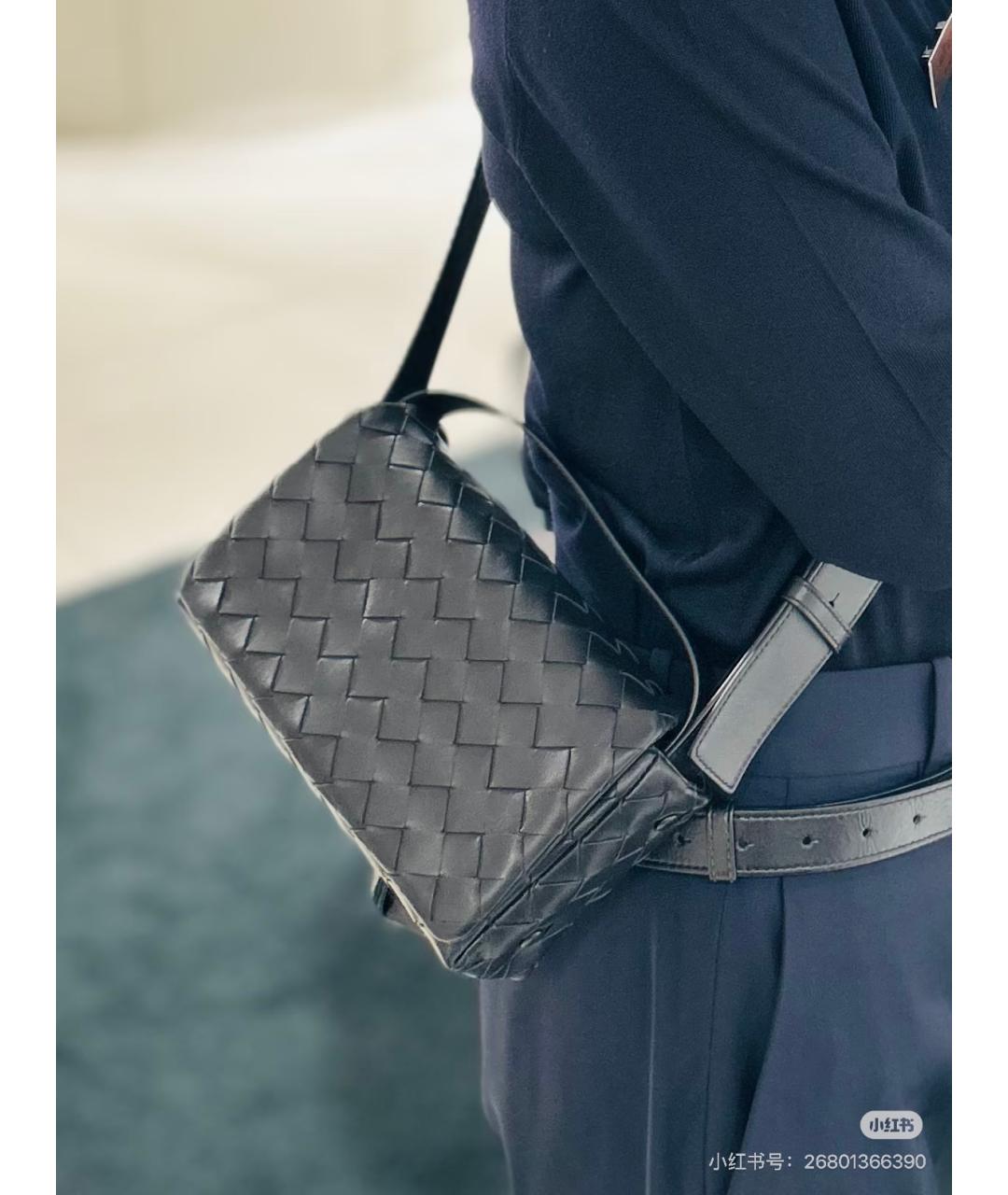 BOTTEGA VENETA Синяя кожаная сумка через плечо, фото 6