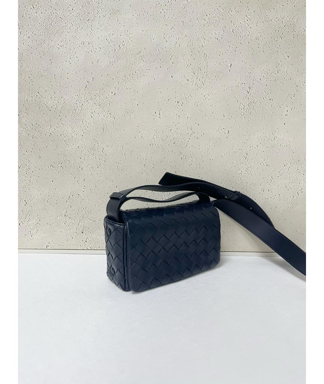 BOTTEGA VENETA Синяя кожаная сумка через плечо, фото 3