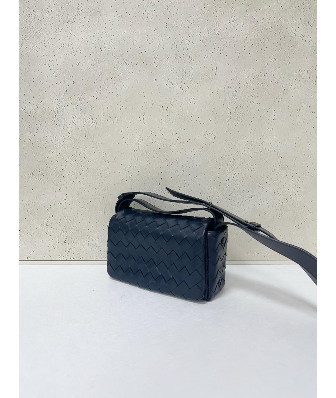 BOTTEGA VENETA Синяя кожаная сумка через плечо, фото 4