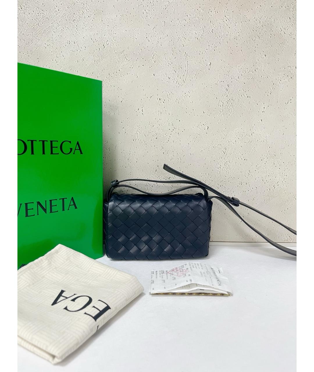 BOTTEGA VENETA Синяя кожаная сумка через плечо, фото 7