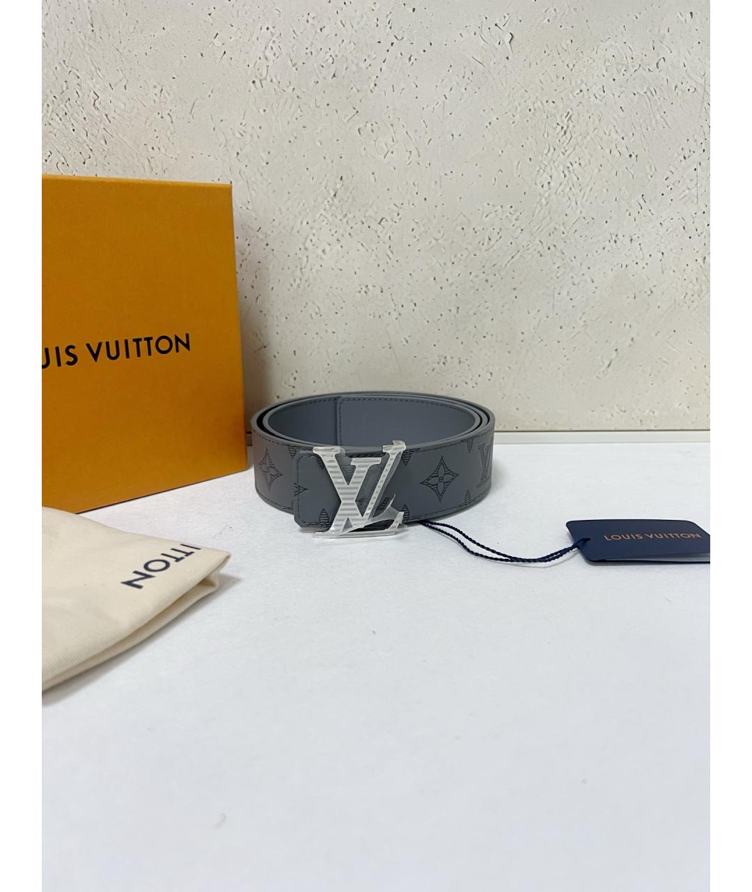 LOUIS VUITTON Серый кожаный ремень, фото 4