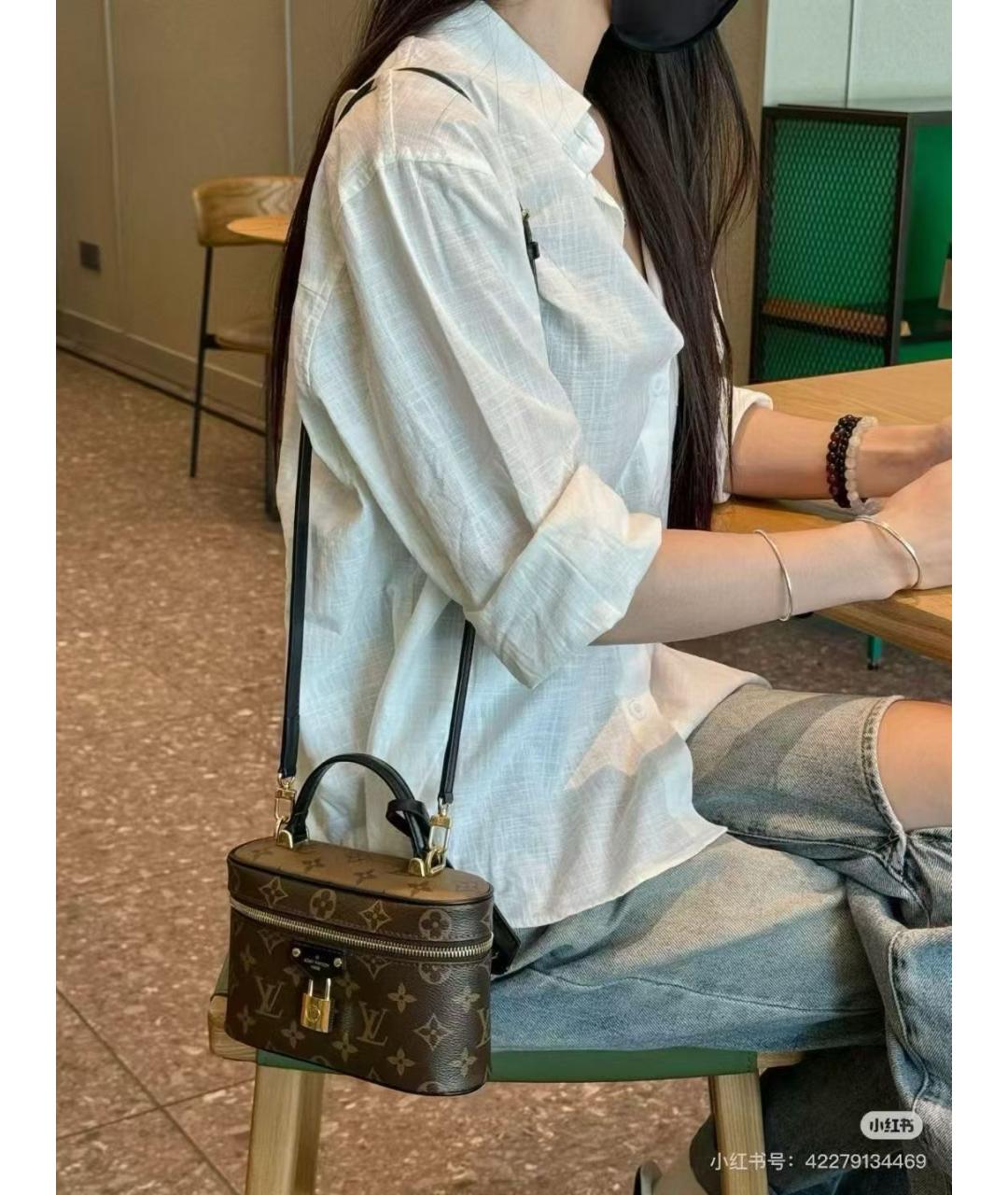 LOUIS VUITTON Коричневая сумка тоут из искусственной кожи, фото 6