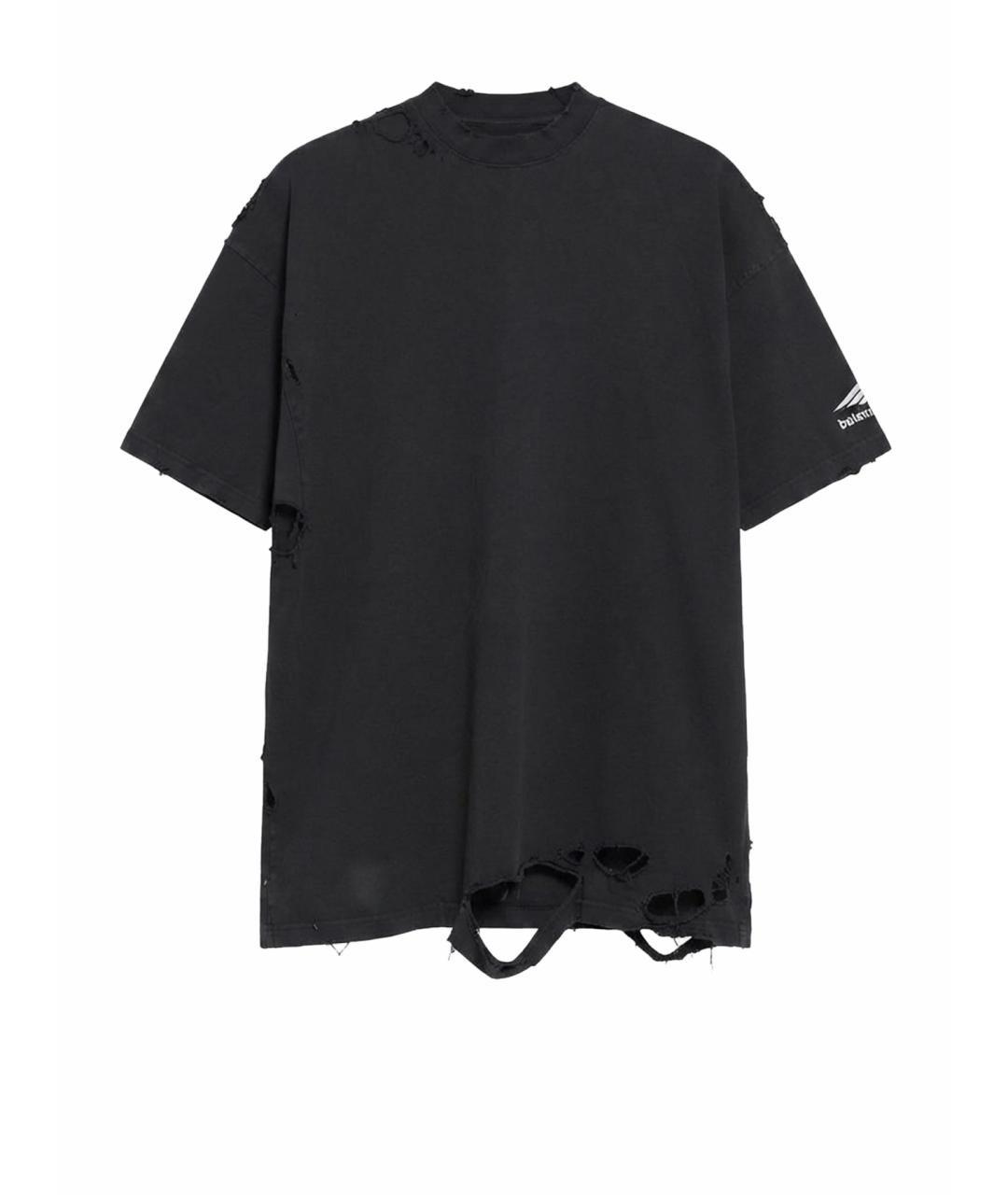 BALENCIAGA Антрацитовая хлопковая футболка, фото 1