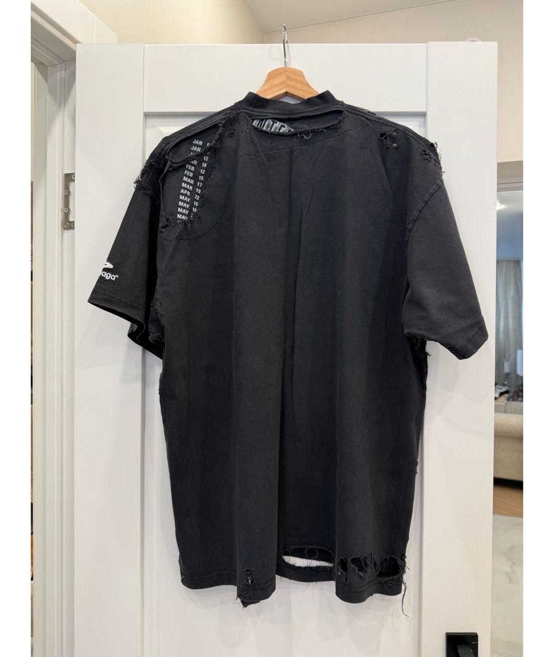 BALENCIAGA Антрацитовая хлопковая футболка, фото 2