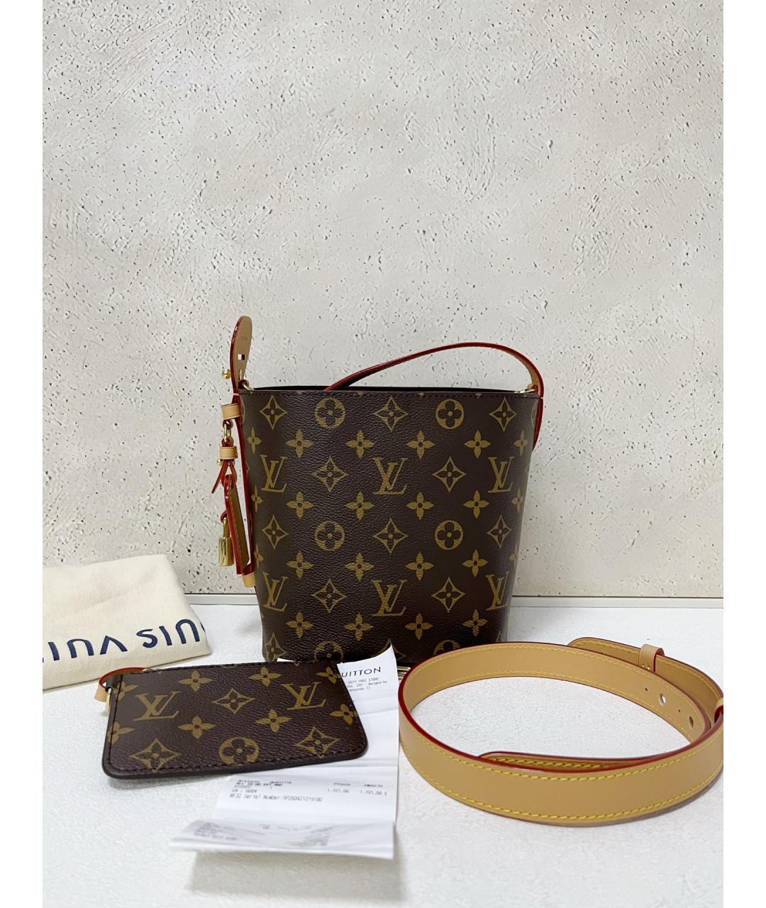 LOUIS VUITTON Коричневая сумка тоут из искусственной кожи, фото 2