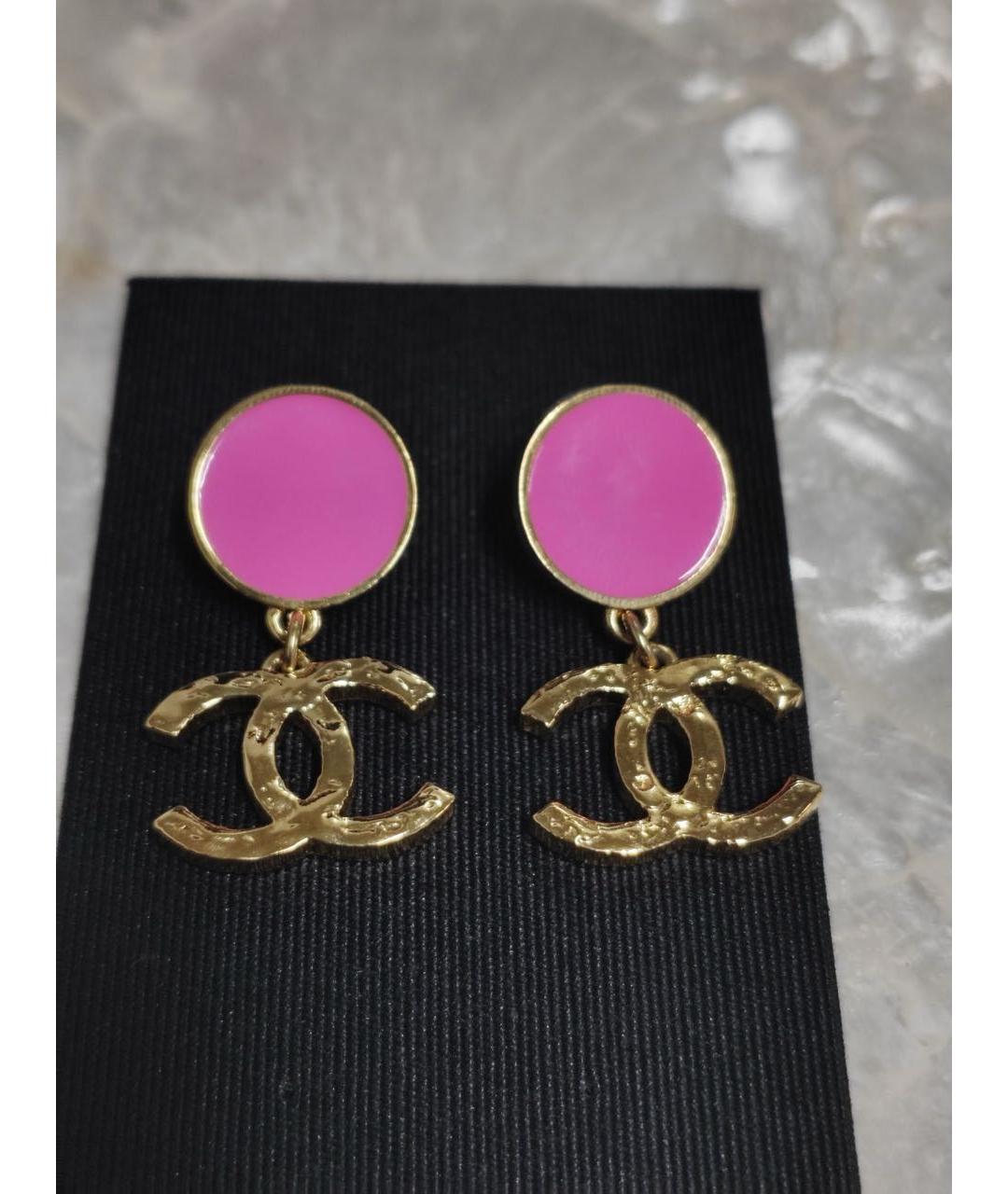 CHANEL Розовые металлические серьги, фото 6