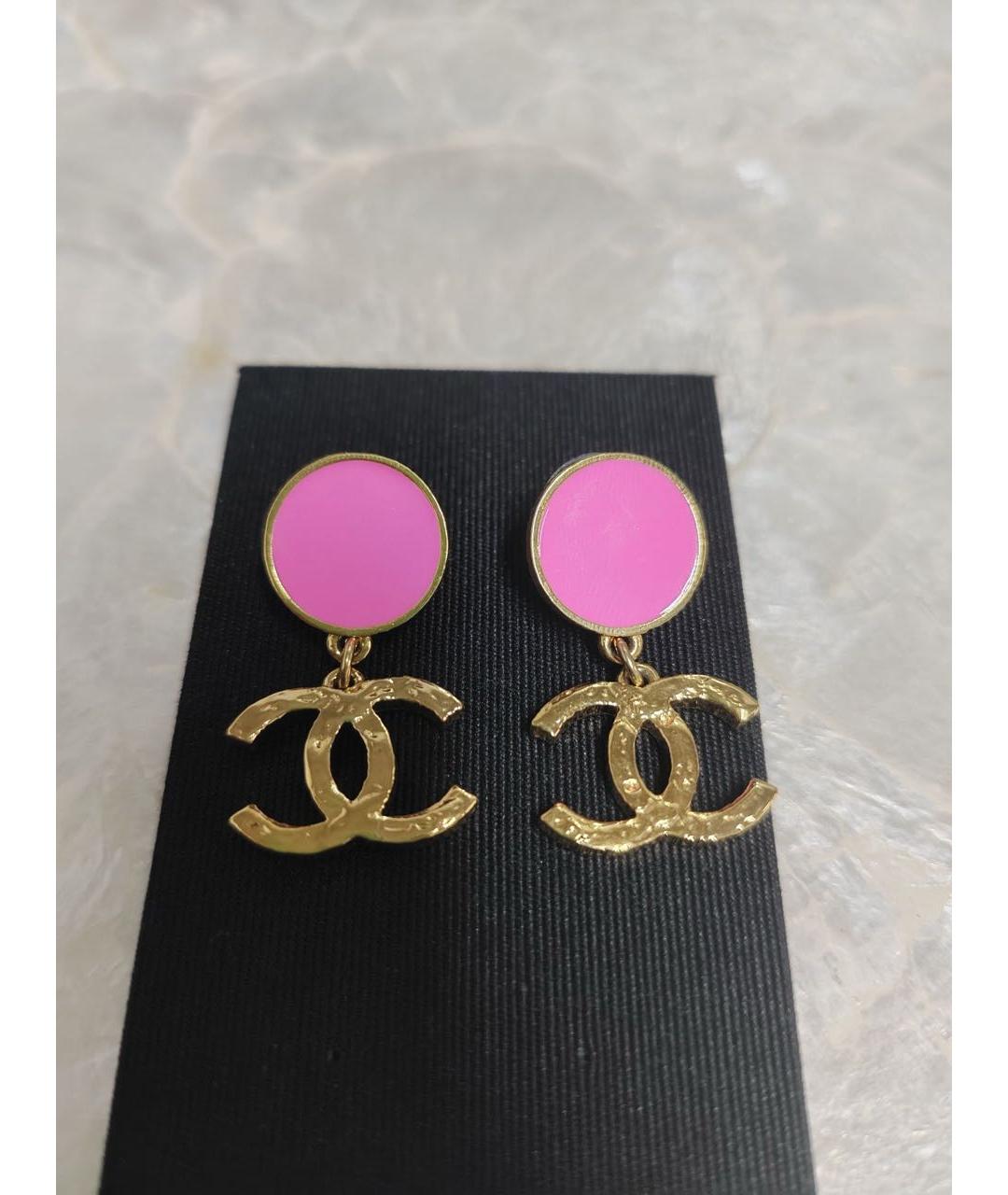 CHANEL Розовые металлические серьги, фото 5