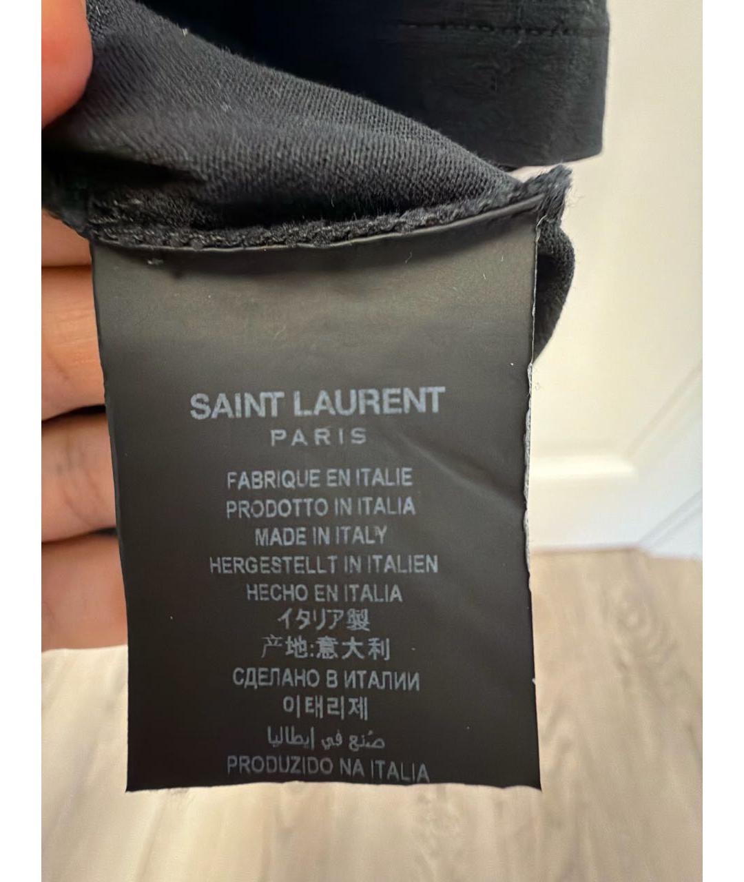 SAINT LAURENT Черная хлопковая футболка, фото 4