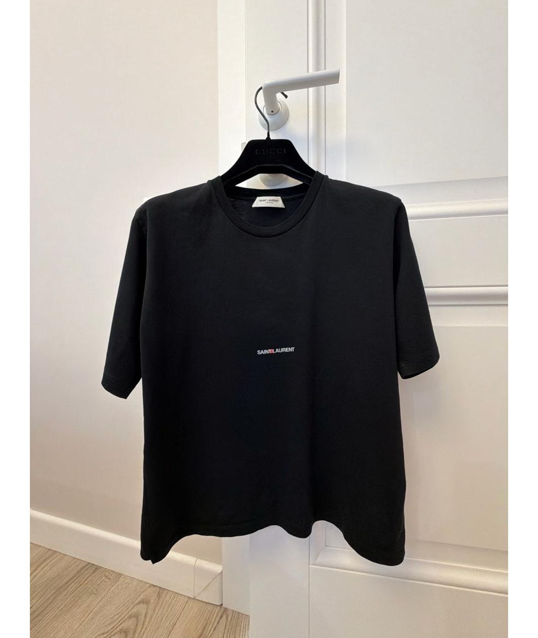 SAINT LAURENT Черная хлопковая футболка, фото 5