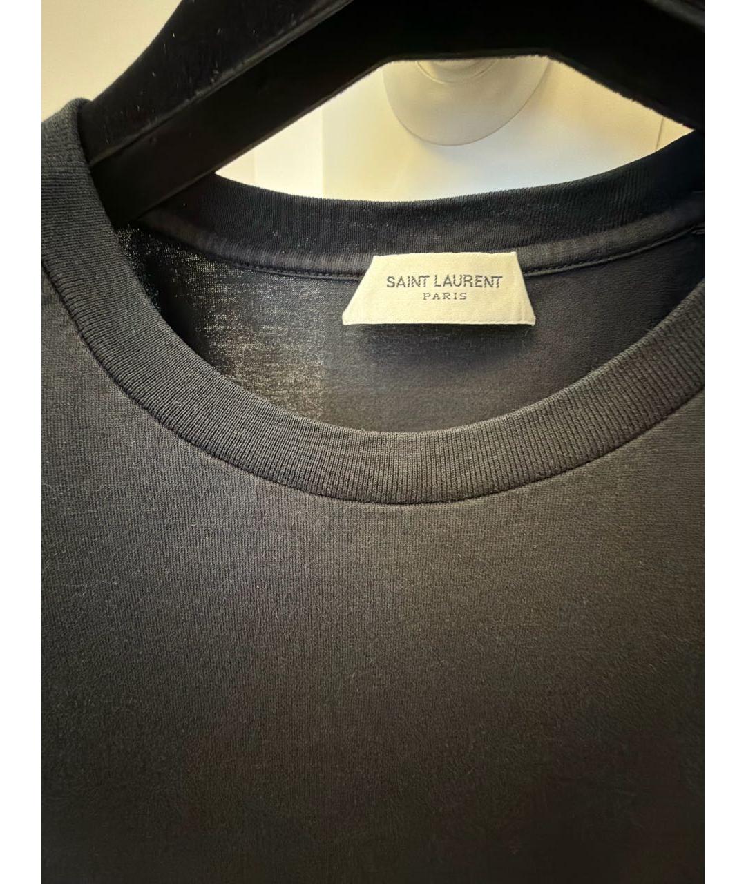 SAINT LAURENT Черная хлопковая футболка, фото 3