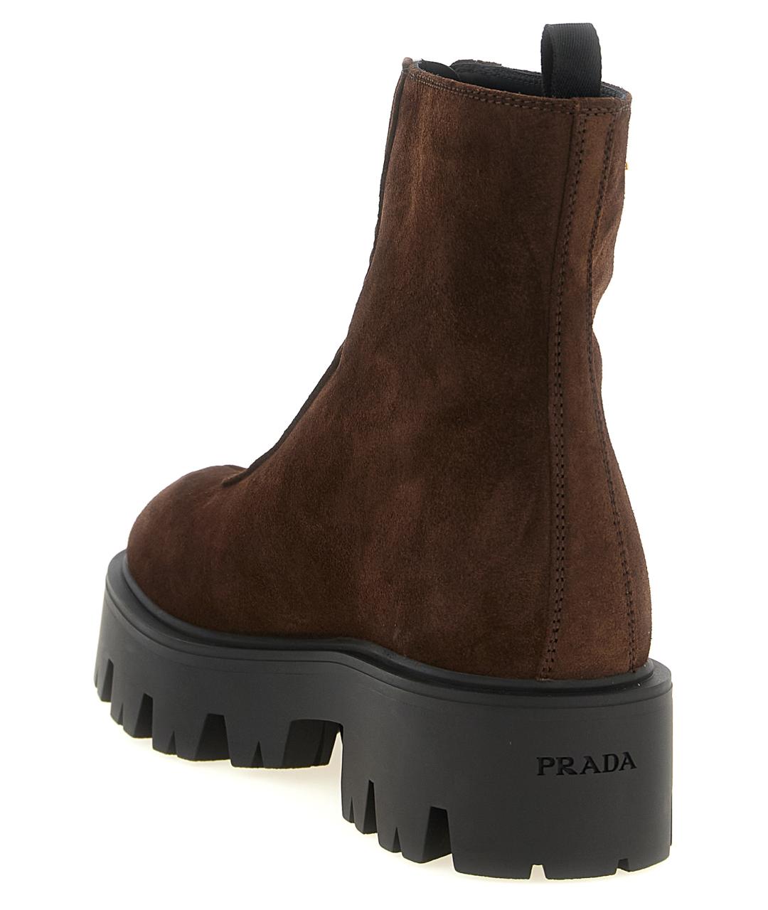 PRADA Коричневые замшевые ботинки, фото 3